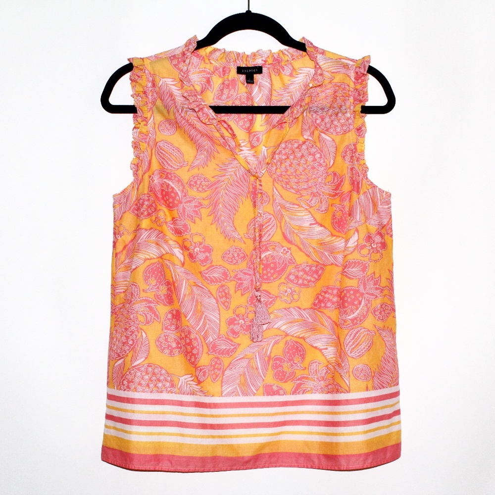 Talbots Island Pineapple Ruffle Trim Shell